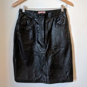 Vintage 100% Genuine Leather Midi Skirt